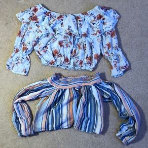 forever 21 floral no shoulder tops